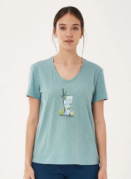 ORGANICATION ORGANICATION T-Shirt aus Bio-Baumwolle mit V-Ausschnitt, Miami sky, – Produktbild 1 von 4
