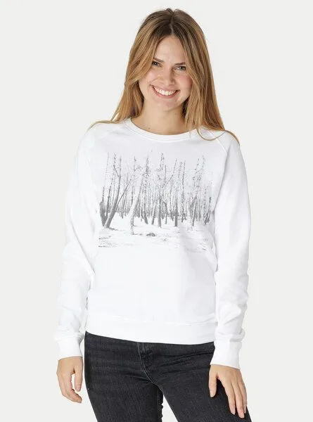 Peaces.bio - handbedruckte Biomode Peaces.bio - handbedruckte Biomode Damen Sweatshirt Woodland, Weiss, – Produktbild 2 von 2