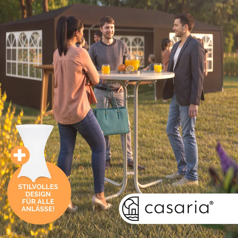 Casaria® Casaria® Stehtisch Weiß 110x80cm + Stehtischhusse Weiß Ø80cm – Produktbild 2 von 2