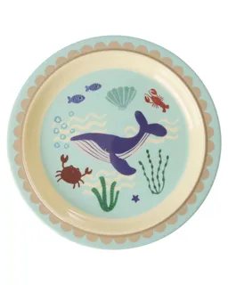 RICE RICE Kunststoffteller Rice Melamin Kinderteller Rund - Blue Ocean Print Ø 22cm – Produktbild 1 von 1