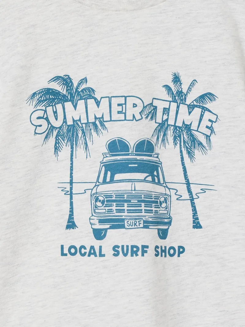 Vertbaudet T-Shirt mit Print für Jungen BASIC, Weiß meliert, – Produktbild 3 von 3
