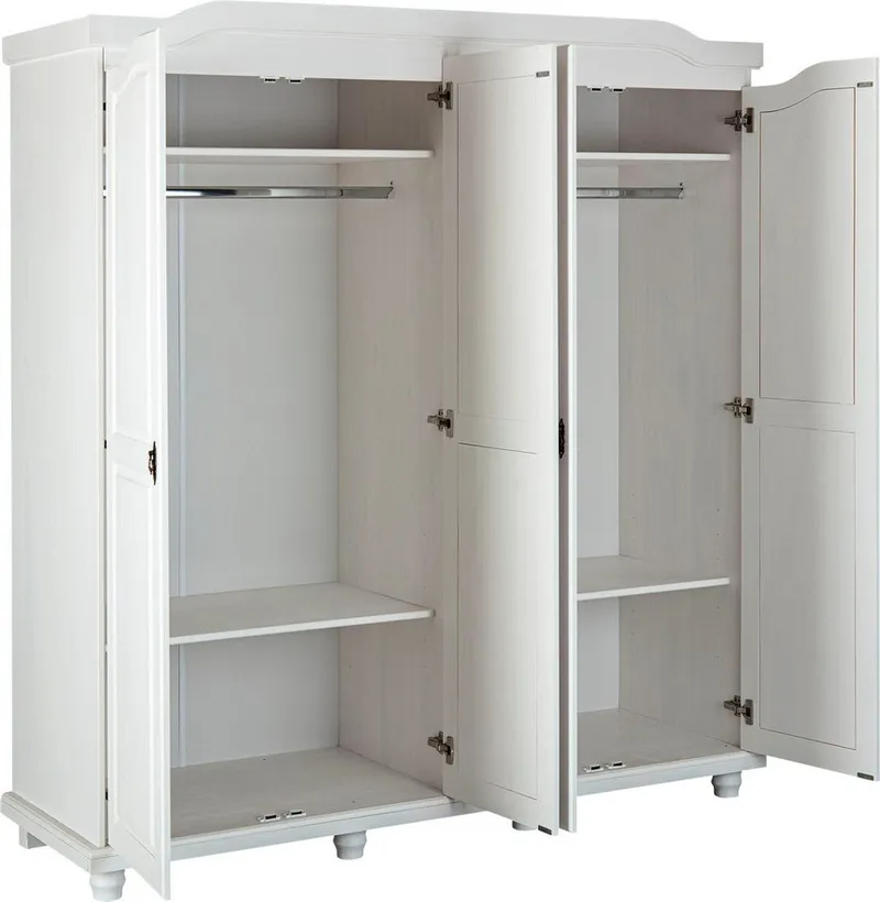 Inter Link Kleiderschrank Isny, Bauernschrank Kiefer Massivholz, FSC, Landhausstil Dielenschrank mit Soft-close Türen, BxTxH: 183,30 x 59,30 x 197,80 cm, Weiß, – Produktbild 5 von 5