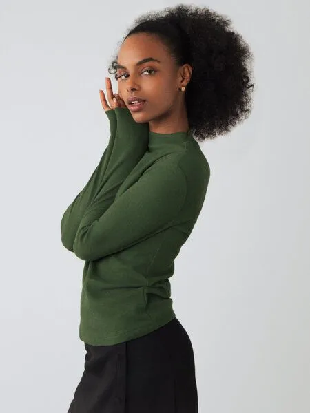 Honest Basics Honest Basics Damen Langarm Shirt mit Stehkragen aus Bio- und recycelter Baumwolle, Holunder, – Produktbild 1 von 4