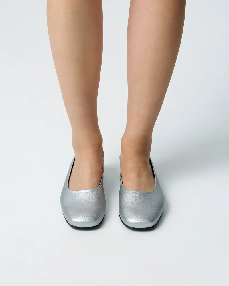 BOHEMA BOHEMA Damen vegan Ballerinas Classic Square Toe Silber, Silber, – Produktbild 1 von 2