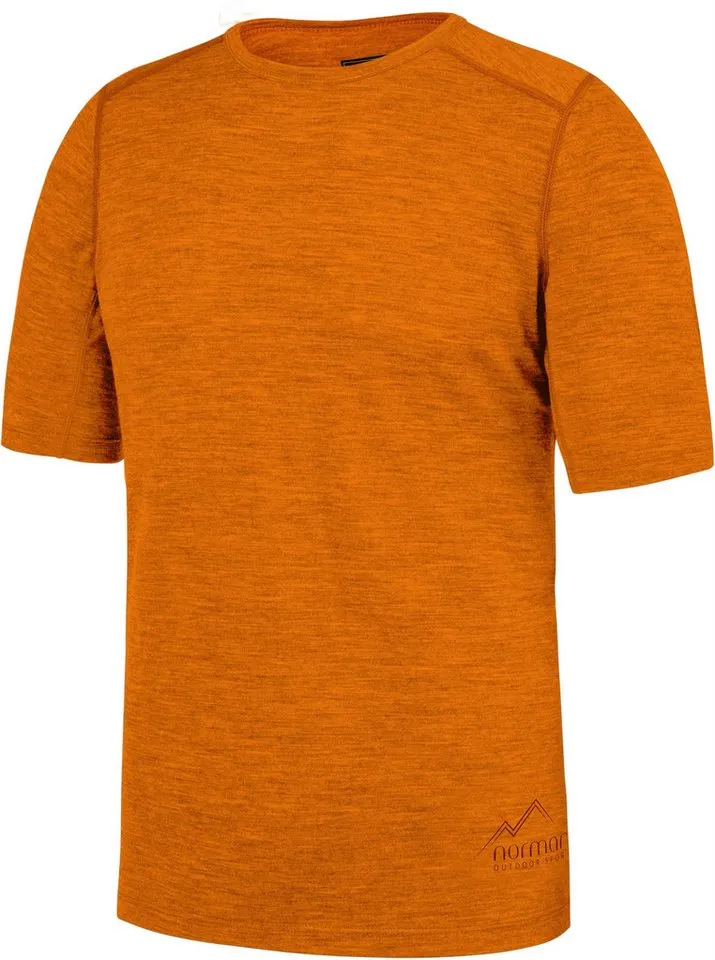 normani Thermounterhemd Herren Merino T-Shirt Darwin Kurzarm T-Shirt Thermounterwäsche aus Merinowolle, Orange, – Produktbild 3 von 4