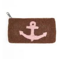 short'n'pietz short'n'pietz handgefilztes Täschchen mit eingefilztem Anker, Bordeaux rosa, – Produktbild 1 von 1