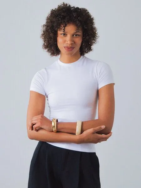 Honest Basics Honest Basics Damen Slim Fit T-Shirt aus Bio- und recycelter Baumwolle, White, – Produktbild 1 von 4