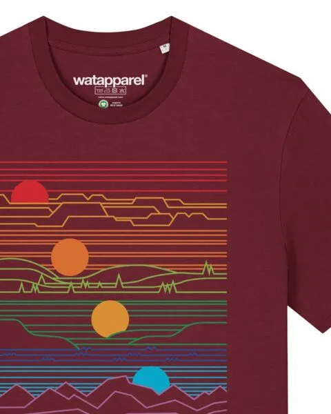 watapparel watapparel T-Shirt Unisex Sun And Moon, Burgundy, – Produktbild 3 von 3