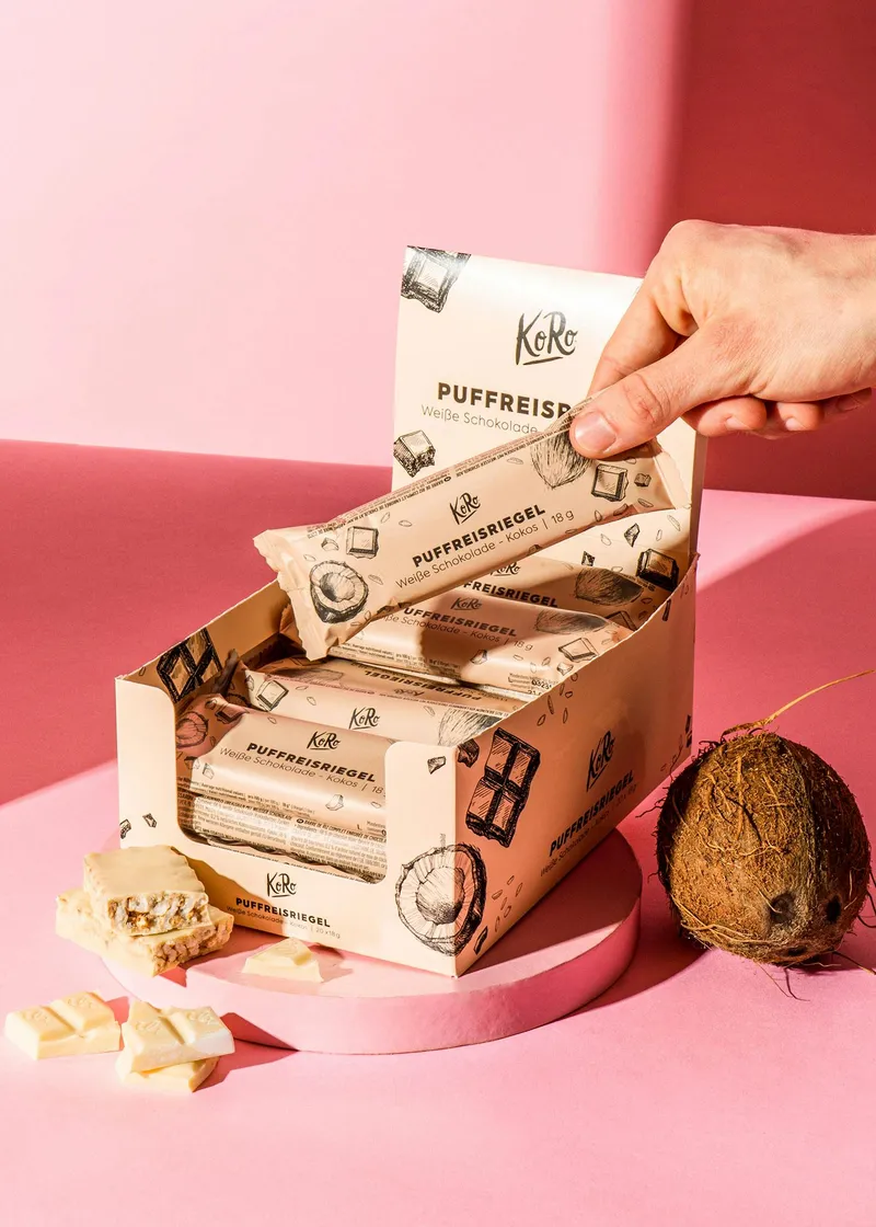 KoRo Puffreisriegel in weißer Schokolade mit Kokos 20 x 18 g – Produktbild 4 von 4