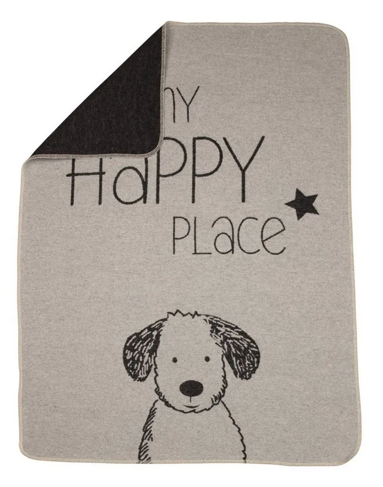 david fussenegger david fussenegger Tierdecke Hundedecke 'my happy place' 70 x 90 cm, Grau, – Produktbild 2 von 3
