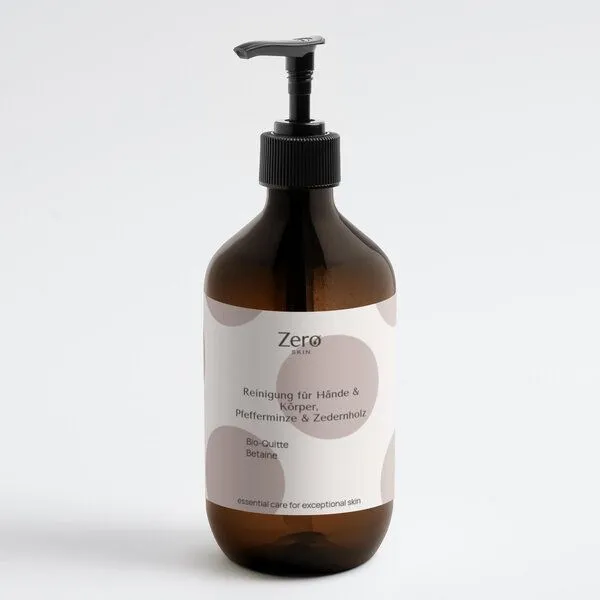 Zero Skin Zero Skin Reinigung für Hände & Körper, Pfefferminz & Zedernholz 490 ml - Luxuriöse Hand- & Körperreinigung – sanftes Duschgel mit Betain & Bio-Quittenextrakt, hydratisierend & mild, Duft nach frischer Minze & warmem Zedernholz – vegan – Produktbild 1 von 4