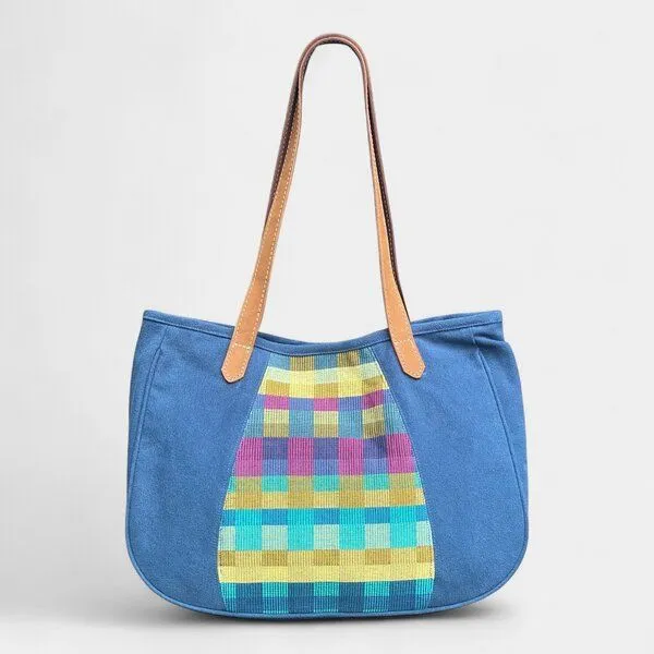 Dragolina Dragolina Schultertasche/ Shopper Bente mit Webstoff der Pwo Karen, Jeansblau, – Produktbild 1 von 1