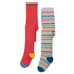 Frugi Frugi Doppelpack Strumpfhosen rot und grau geringelt – Produktbild 1 von 1