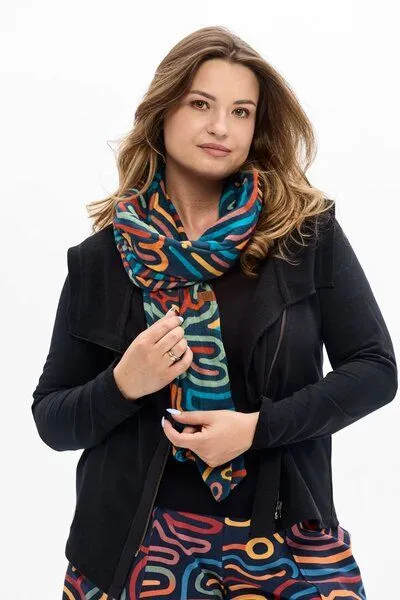 KOKOworld Schal Wind - Farbenfroh - ethno Muster - Bio-Baumwolle Musselin - KOKOworld Design - Fair produziert in EU, Laberinto (mehrfarbig), – Produktbild 1 von 3