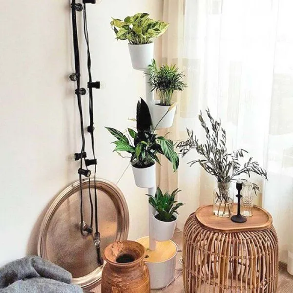 CitySens CitySens Vertikaler Blumentopf mit 4 luftreinigenden Pflanzen, Weiss, – Produktbild 1 von 4