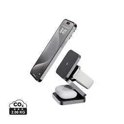 XD Xclusive XD Xclusive Terra faltbares 3-in-1 15W Charger aus RCS rec. Aluminium – Produktbild 1 von 1