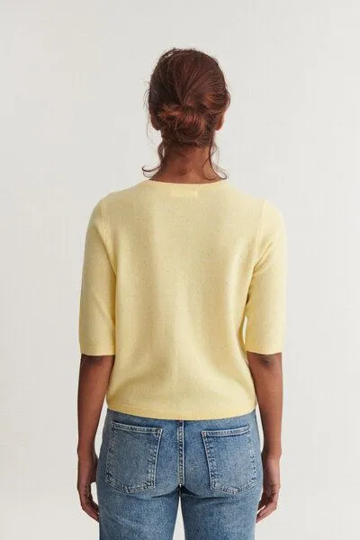 Basic Apparel Basic Apparel Strickshirt mit Knopfleiste SELEM Granddad aus Merinowolle, Gelb-sunlight, – Produktbild 4 von 4