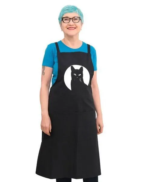 Hirschkind Hirschkind Bio-Kochschürze "Schwarzer Kater" handgewebt schwarz Fair-Trade – Produktbild 1 von 2