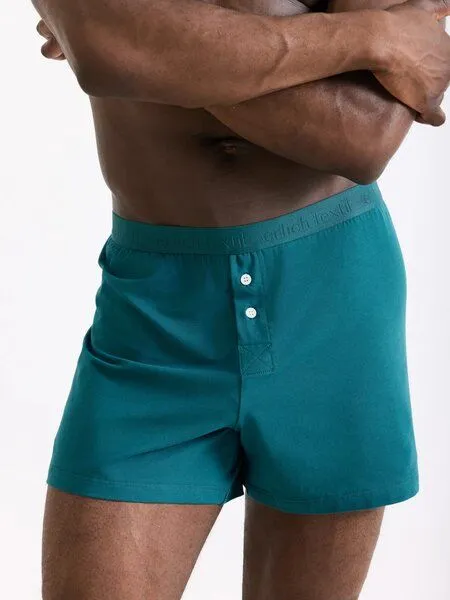 erlich textil erlich textil Casual Cotton Boxers, weite Boxershorts aus Bio-Baumwolle, made in Europe, Petrolblau, – Produktbild 2 von 6
