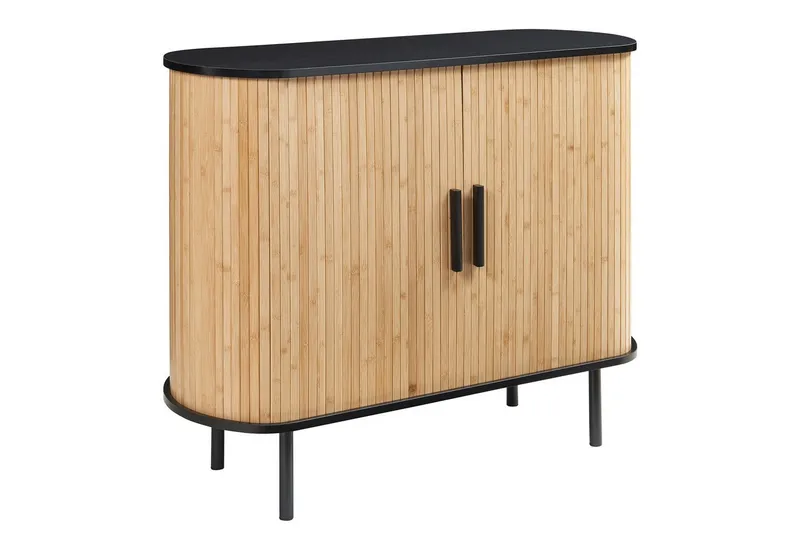 en.casa Kommode, »Tvedestrand« mit 2 Schiebetüren 100x40x80 cm Schwarz/Natur, Schwarz, – Produktbild 1 von 5