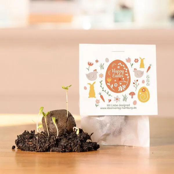 Ideenverlag Hamburg Ideenverlag Hamburg 10 „Happy Easter“ Samenbomben im Tütchen mit Wildblumensaatgut – Produktbild 3 von 4