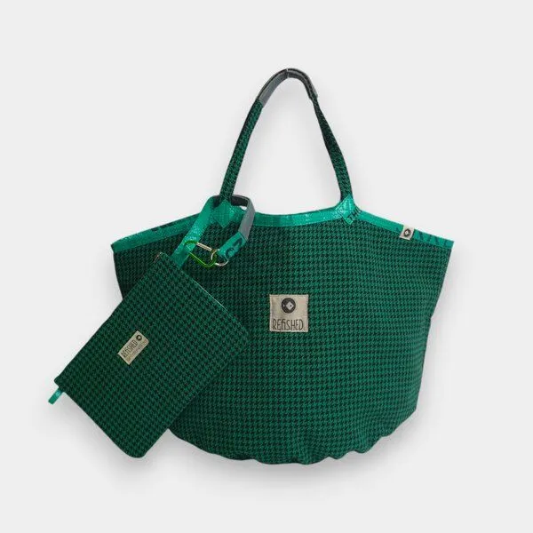 REFISHED fair fashion REFISHED fair fashion Tasche 'SOULMATE TWEED', #tweed schwarz-grün, – Produktbild 2 von 4