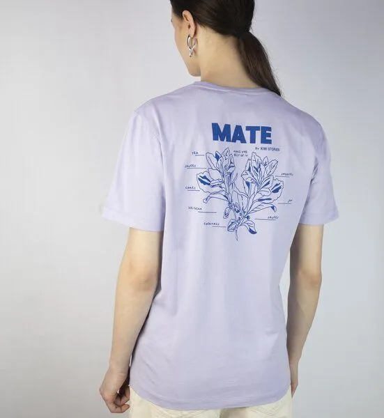 Kiwistories T-Shirt Unisex- 100%Org Baumwolle- Mate Print, Flieder, – Produktbild 1 von 3