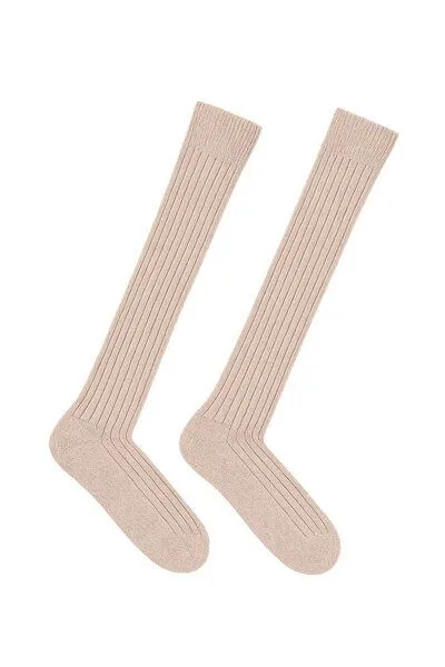 LANIUS LANIUS Kniestrümpfe aus Bio-Baumwolle, Rippe (braun-mocca-mouse-mouliné), – Produktbild 2 von 3