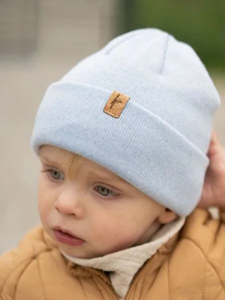 FUXBAU FUXBAU Kinder Merino Kork Beanie, Eisblau, – Produktbild 1 von 4