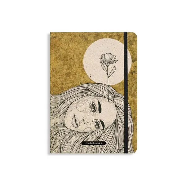 matabooks® matabooks® Nachhaltiges A5 Notizbuch/Journal/Schreibheft aus Süßgraspapier – Nari (liniert), Sunrise gold, – Produktbild 1 von 2