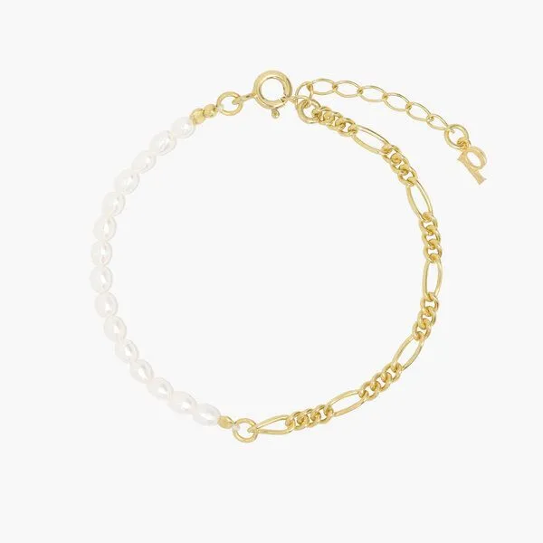Paeoni Colors Paeoni Colors Halb Süßwasserperlen, halb Gliederkette – Armband aus 18k Gold Vermeil, 925 Sterling Silber – Produktbild 1 von 4