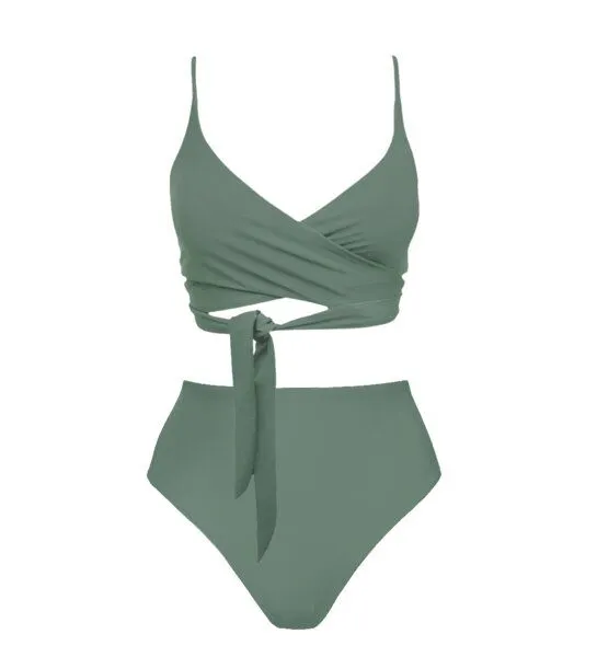 Anekdot Anekdot Bikini Set Lin Top + Skyline High Slip, Sage (green), – Produktbild 1 von 4