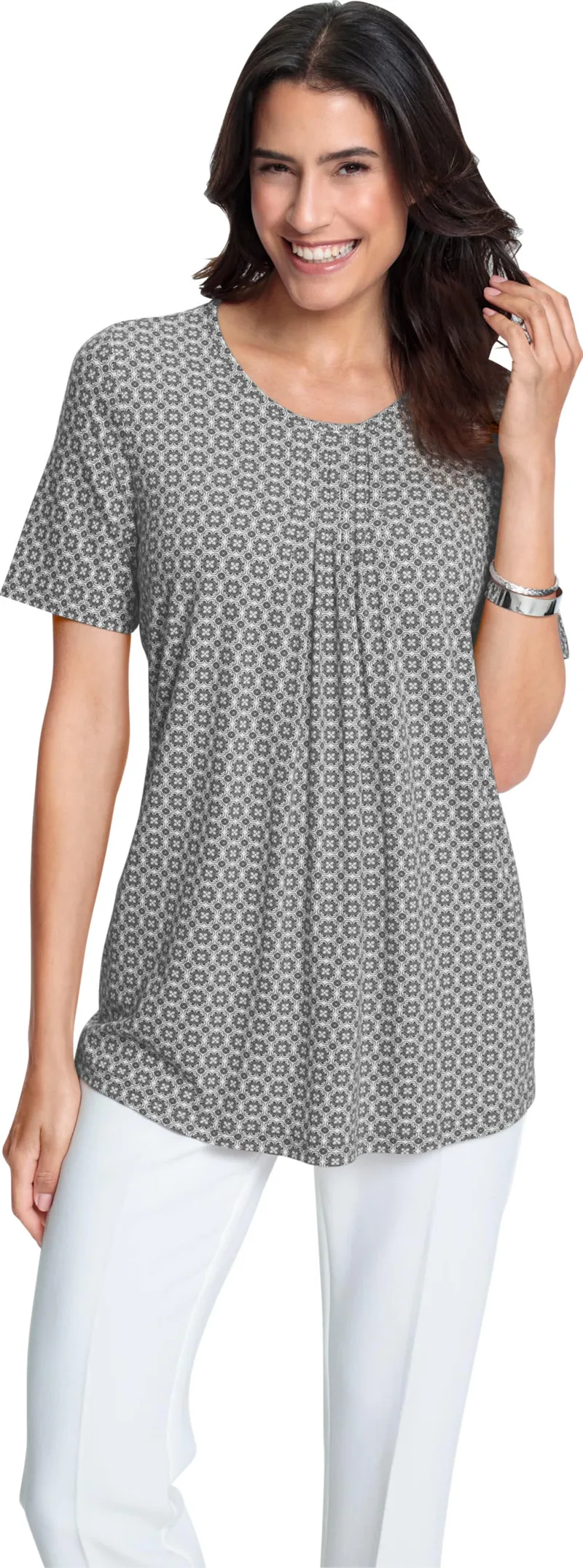 Witt Tunikashirt grau-weiß-bedruckt, Grau-weiß-bedruckt, – Produktbild 2 von 2