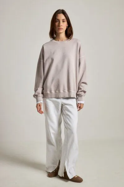 Trendsplant Trendsplant Women's Essential Pigment Heavyweight Oversized Sweatshirt Island Fossil, Grau, – Produktbild 3 von 4