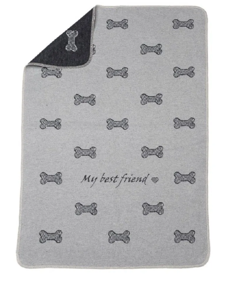 david fussenegger david fussenegger Tierdecke Hundedecke 'my best friend/Knochen allover', Grau, – Produktbild 2 von 3