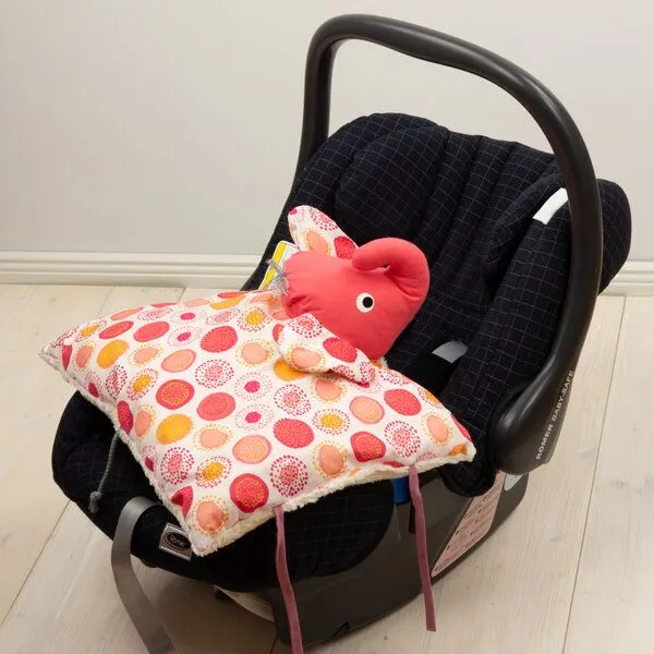 Flosinn Flosinn Kuschelkissen Elefant als Reisekissen mit Teddyplüsch aus Baumwolle Personalisierbar, Rot orange aprikot, – Produktbild 1 von 6