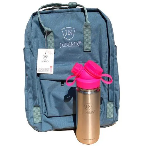 JN JuNiki's JN JuNiki's Set: JuNiki´s® 550ml Edelstahl Trinkflasche isoliert Pink oder Blau + Rucksack, Pink, – Produktbild 2 von 3