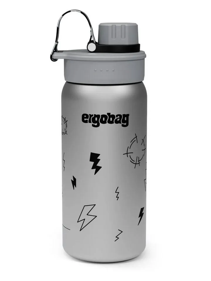 Ergobag Ergobag Trinkflasche Edelstahl Trinkflasche, auslaufsicher und kohlensäuregeeignet, Grün|schwarz, – Produktbild 2 von 5