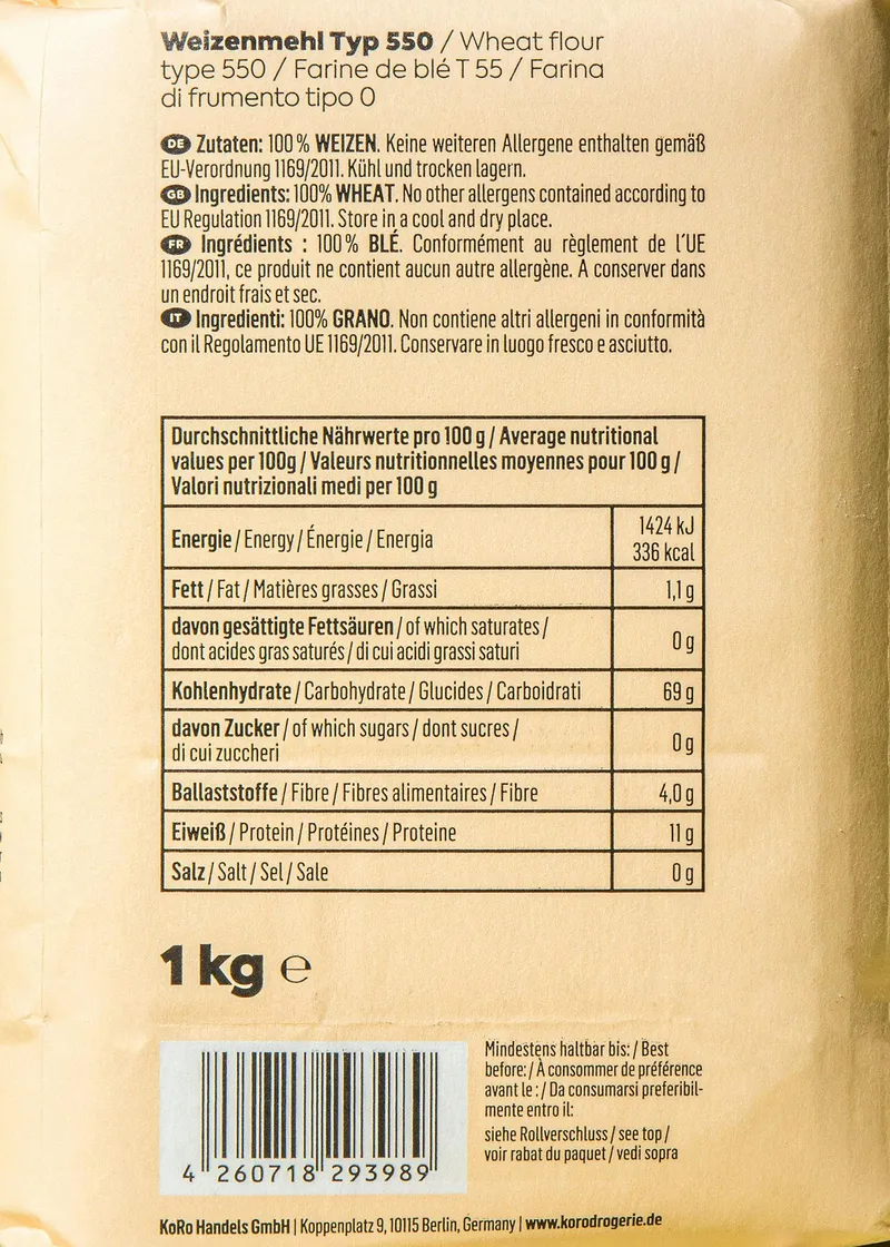 KoRo Weizenmehl Typ 550 1 kg – Produktbild 3 von 5