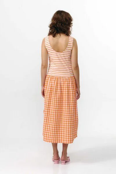 SUITE13LAB Suite13lab Damen-Midikleid MIE gestreift, Orange, – Produktbild 4 von 4