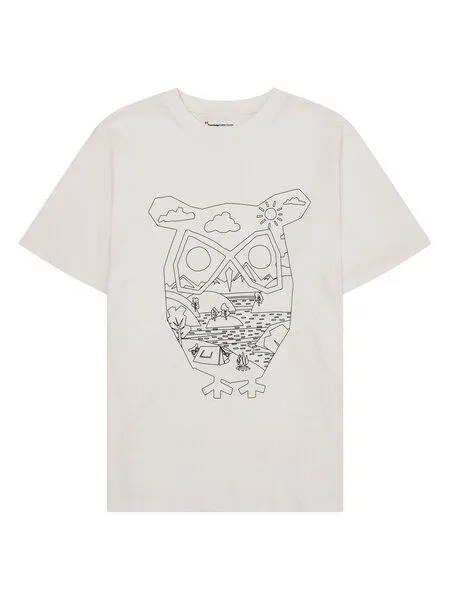 KnowledgeCotton Apparel KnowledgeCotton Apparel T-Shirt mit Front-Print aus Bio-Baumwolle, Weiß-egret, – Produktbild 1 von 2
