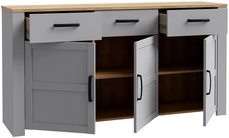 FORTE Sideboard Bohol, Sideboard, Soft-Close, Stauraum, Breite 166 cm, Grau, – Produktbild 4 von 5