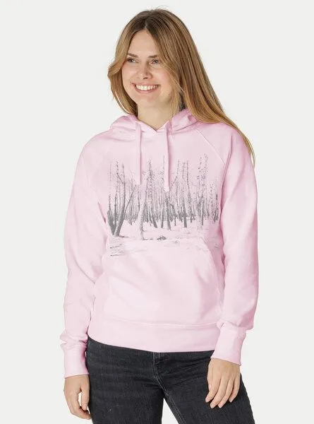 Peaces.bio - handbedruckte Biomode Peaces.bio - handbedruckte Biomode Damen Hoodie Woodland, Rosa, – Produktbild 2 von 2