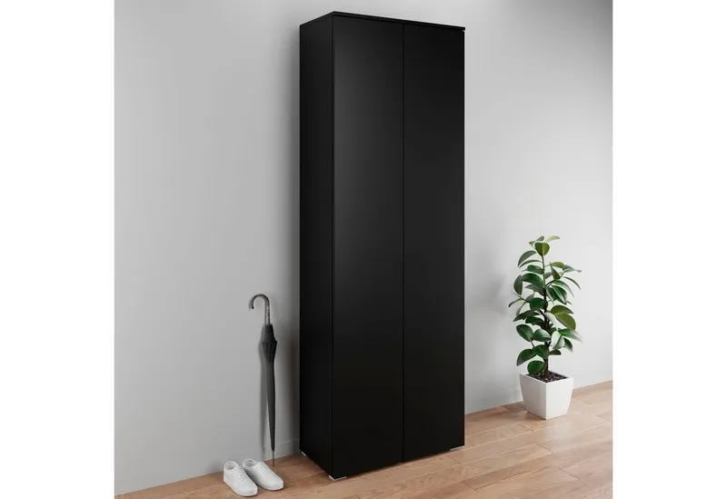 OTTO home Schuhschrank Paris 2-türiger griffloser geräumiger Schuhschrank mit einer Höhe von 200 cm, Schwarz, – Produktbild 2 von 4