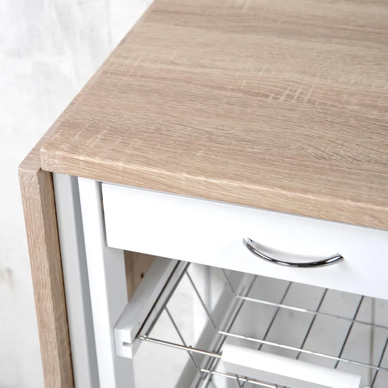 Kesper Küchenwagen mit beidseitig ausklappbaren Seitenteilen, Weiss, – Produktbild 3 von 4