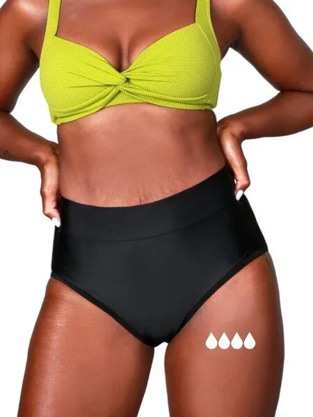 Taynie Mittelstarke Periodenunterwäsche Bikinihose 60°C Taynie Beach Highwaist, Schwarz, – Produktbild 2 von 4