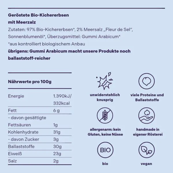 Hülsenreich Hülsenreich Bio Crunchy Kichererbsen Meersalz – Produktbild 4 von 4