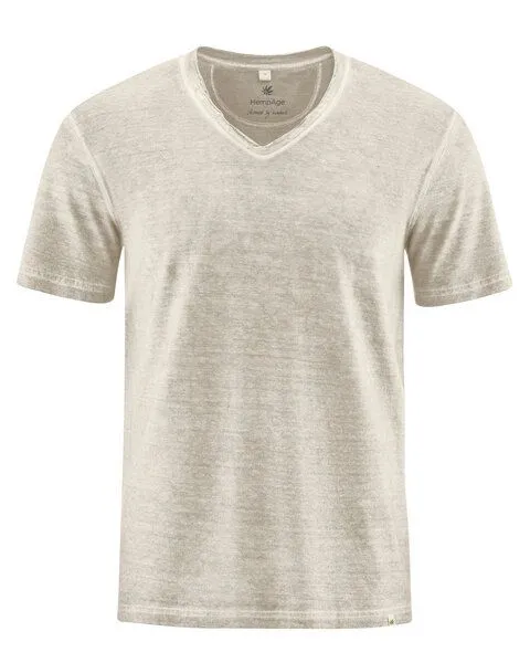 HempAge HempAge Herren T-Shirt Hanf/Biobaumwolle, Distel(beige), – Produktbild 3 von 3
