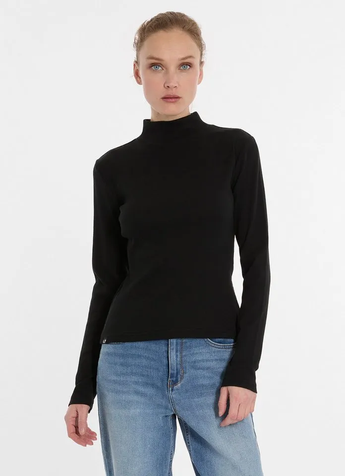 ragwear ragwear Langarmshirt JANELLE LONG mit bequemer Passform, hüftlange Schnittform, unifarben, pflegeleicht, Schwarz, – Produktbild 1 von 1