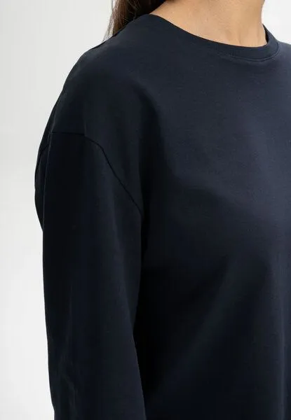 MELA MELA Oversized Langarmshirt schwer Style SANGEETHA aus 100% Bio-Baumwolle, Navy, – Produktbild 5 von 5